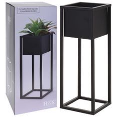 Home&Styling Pot de fleurs sur pied Métal Noir 60 cm