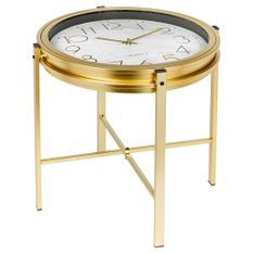 Home&Styling Table d'appoint avec horloge doré