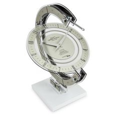 Horloge de table ronde méthacrylate plaqué argent Greenwich Armillare