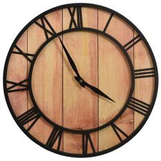 Horloge murale 39 cm Marron et noir MDF et fer