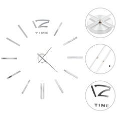 Horloge murale 3D Design moderne 100 cm XXL Argenté 3