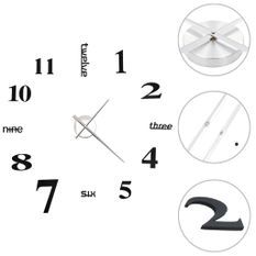 Horloge murale 3D Design moderne 100 cm XXL Noir