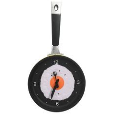 Horloge murale avec design de poêle à œuf frit 18,8 cm