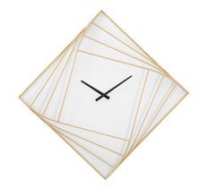 Horloge murale carrée en métal doré design géométrique Goldy