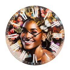 Horloge murale femme et papillons design artistique Kourt