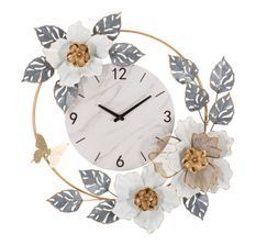 Horloge murale fleurs 64 x 8 x 64 cm