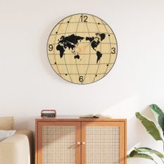 Horloge murale jaune et noir Ø50 cm bois d'ingénierie