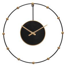 Horloge murale Perle noire et dorée Famy