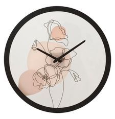 Horloge murale ronde à motifs floraux design élégant Rose