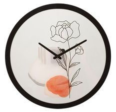 Horloge murale ronde motif rose design élégant Lola