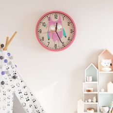 Horloge murale rose Ø25,5 cm polystyrène et verre