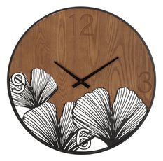 Horloge murale super bois/feuille cm ø 60x2
