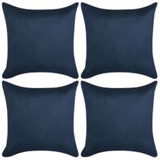 Housse de coussin 4 pcs 80x80cm Polyester Faux Daim Bleu marin