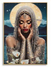 Impression sur toile avec éclairage led vénus laqué avec cadre 70 x 4 x 100 cm