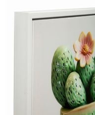 Impression sur toile laquée avec cadre, motif cactus en pot -h- 40 x 2,8 x 40 cm