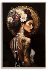 Impression sur toile laquée persane avec cadre - 62 x 3,5 x 92 cm