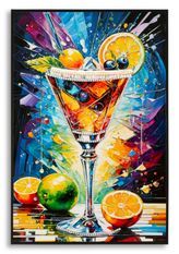 Impression sur toile, style cocktail, laquée, avec cadre -a- 62 x 3,5 cm

x92