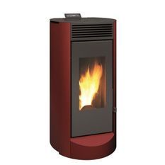 INVICTA Lodi 10 - Poele a granulés modulable de 2,5 a 10 kW - Acier - Rendement : 86 % - Autonomie : 7-27h - Flamme verte 6* - Rouge