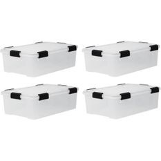 IRIS OHYAMA Lot de 4 boîtes de rangement - Hermétiques - 30 L - avec clips - empilable - L59 x P39 x H19 cm - Transparent