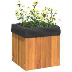 Jardinière 25x25x25 cm bois massif d'acacia