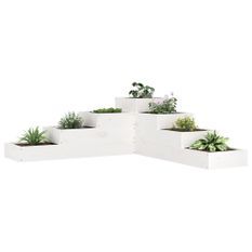 Jardinière 4 niveaux 106x104,5x36 cm blanc bois de pin massif