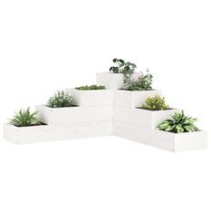 Jardinière 4 niveaux 80,5x79x36 cm blanc bois de pin massif
