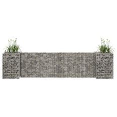 Jardinière à gabion en H Fil d'acier 260x40x60 cm