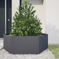 Jardinière anthracite hexagone 138x120x45 cm acier