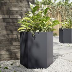 Jardinière anthracite hexagone 46x40x45 cm acier