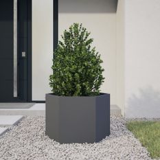 Jardinière anthracite hexagone 69x60x45 cm acier