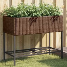 Jardinière avec étagère marron résine tressée