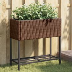 Jardinière avec étagère marron résine tressée