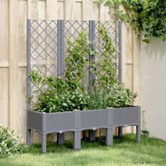 Jardinière avec treillis gris 120x40x142 cm PP