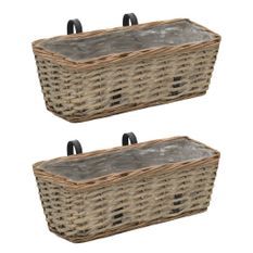 Jardinière de balcon 2 pcs Osier avec doublure en PE 40 cm