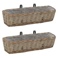 Jardinière de balcon 2 pcs Osier avec doublure en PE 60 cm