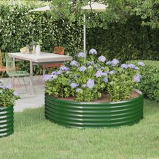 Jardinière de jardin Acier enduit de poudre 140x140x36 cm Vert