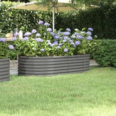 Jardinière de jardin Acier enduit de poudre 152x80x36 cm Gris