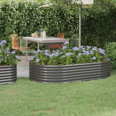 Jardinière de jardin Acier enduit de poudre 175x100x36 cm Gris