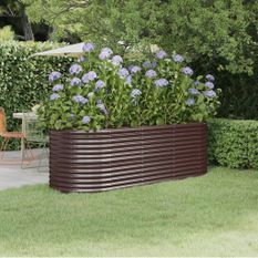 Jardinière de jardin Acier enduit de poudre 224x80x68 cm Marron