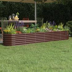 Jardinière de jardin Acier enduit de poudre 260x40x36 cm Marron