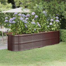 Jardinière de jardin Acier enduit de poudre 296x80x68 cm Marron