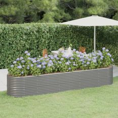 Jardinière de jardin Acier enduit de poudre 368x80x68 cm Gris