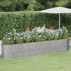 Jardinière de jardin Acier enduit de poudre 368x80x68cm Argenté