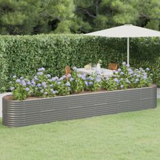 Jardinière de jardin Acier enduit de poudre 440x80x68 cm Gris