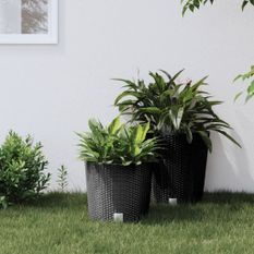 Jardinière et intérieur amovible anthracite 15 /15,3 L rotin PP