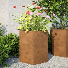 Jardinière hexagone 46x40x45 cm acier corten