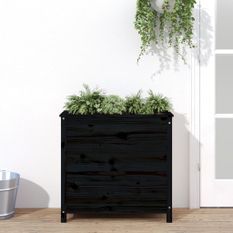 Jardinière noir 82,5x40x78 cm bois massif de pin