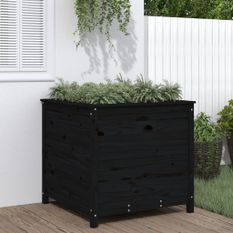 Jardinière noir 82,5x82,5x78 cm bois massif de pin