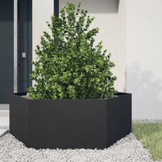 Jardinière noir hexagone 138x120x45 cm acier