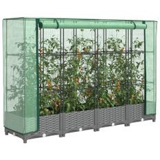 Jardinière surélevée avec housse aspect rotin 160x40x123 cm